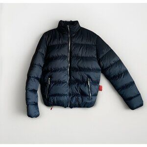 Unisex Mens large Gorgeous Flat Black Midnight 100% Wool Puffer Jacket